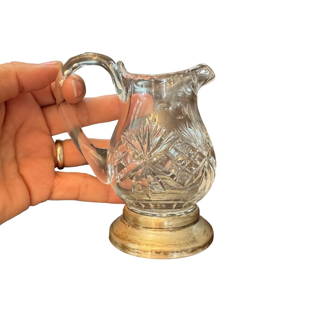 Crystal & Sterling Silver Small Jug Vintage - Picture 3 of 10